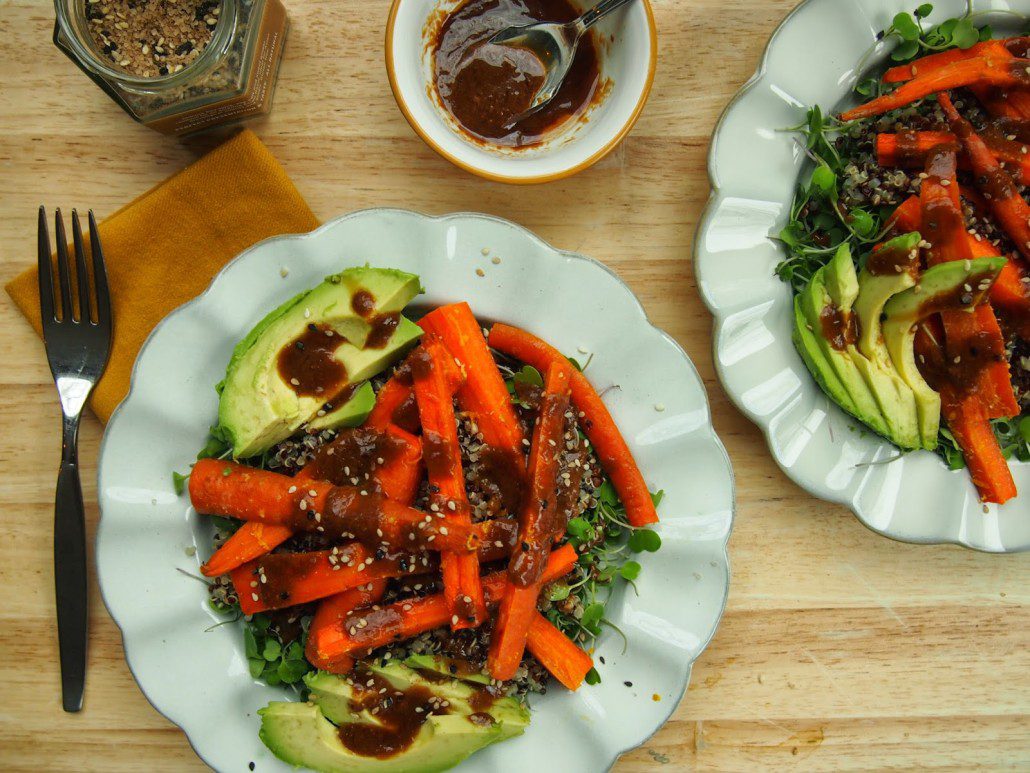 Roasted Carrot and Quinoa Salad With Soy-Miso Dressing