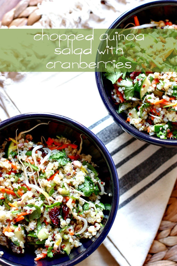 Chopped quinoa salad with cranberries -- perfect lunch for spring! #vegan #cleaneats #salad @danielleomar