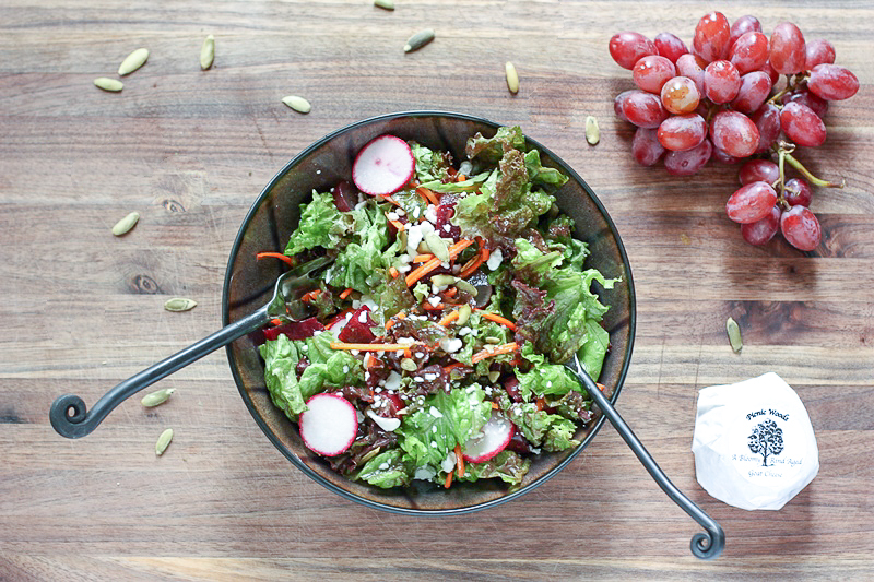 Antioxidant rich all RED salad with lemony dressing is a delicious lunch or dinner side.