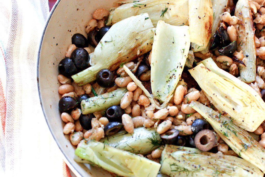 Fennel and black olives with white beans via @danielleomar