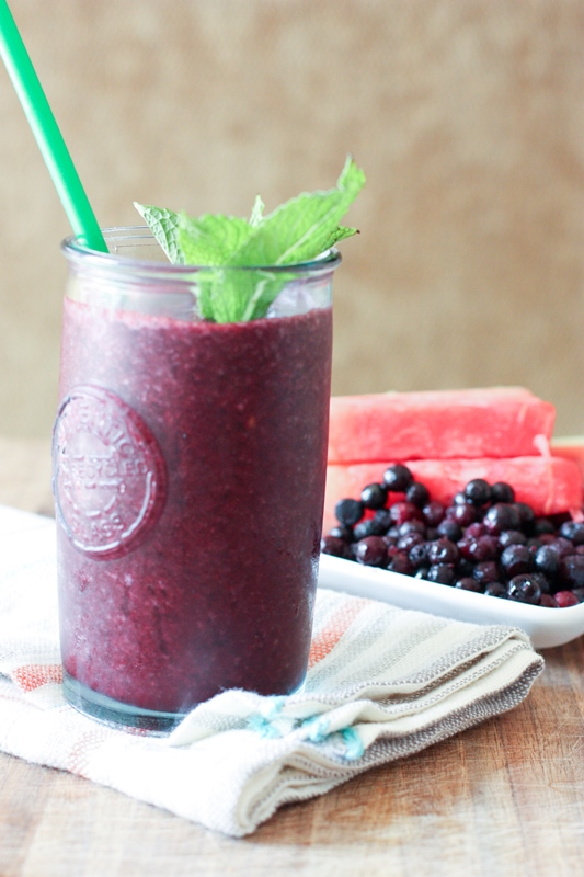 Watermelon, Cherry and Wild Blueberry Smoothie