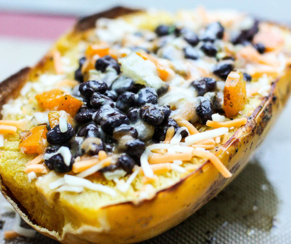 spaghetti squash with black beans and cheese