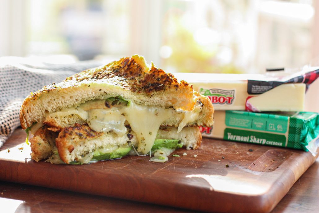 Grilled Cheese with Cabot Cheese, Avocado and Basil